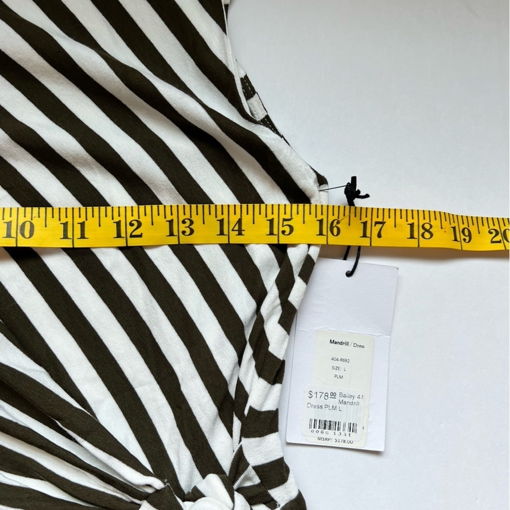 Bailey 44 Mandrill Dress White Black Striped NWT Size Large - Picture 5 of 6